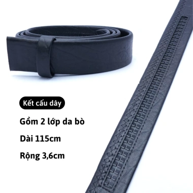 Dây da bò thật vân voi 2 lớp nam - Thắt lưng nam thời trang, giảm còn 180.000₫ 2