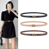 Dây da nữ thời trang mỏng màu be caramel đỏ đen - Phụ kiện hoàn hảo cho đầm công sở mùa hè, giá ưu đãi