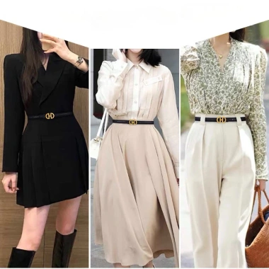 Dây da nữ thời trang mỏng màu be caramel đỏ đen - Phụ kiện hoàn hảo cho đầm công sở mùa hè, giá ưu đãi 3