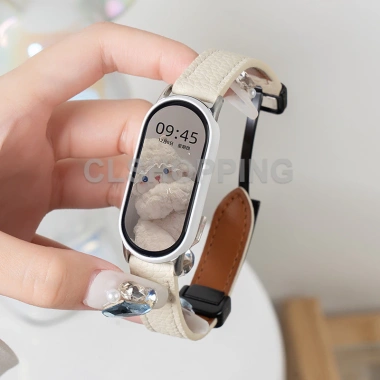 Dây da thật Xiaomi Smart Band 10/9/8 NFC, Lichee khóa từ tính, Mi Band 7‑3, Redmi 5‑4, 22mm, 71.500₫