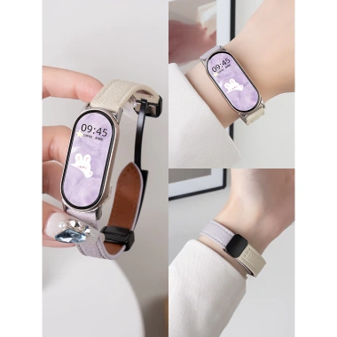 Dây da thật Xiaomi Smart Band 10/9/8 NFC, Lichee khóa từ tính, Mi Band 7‑3, Redmi 5‑4, 22mm, 71.500₫