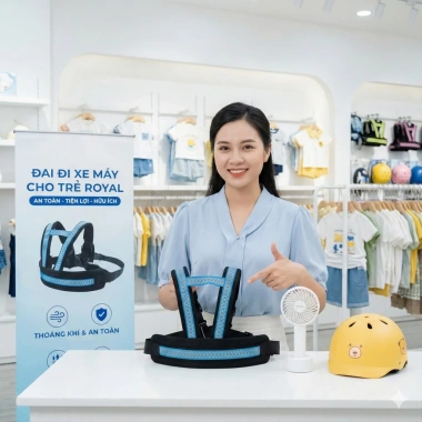 Dây đai an toàn xe máy cho bé 1-10 tuổi, thoáng mát, phản quang, làm đai balo 2