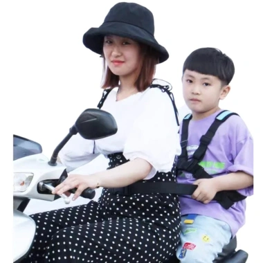 Dây đai an toàn xe máy cho bé 1-10 tuổi, thoáng mát, phản quang, làm đai balo 4