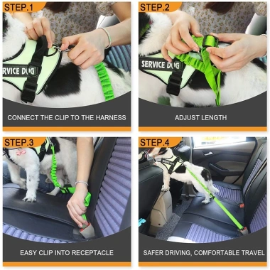 Dây dẫn thú cưng ô tô - Đệm phản quang đàn hồi, kẹp du lịch cho chó mèo 4