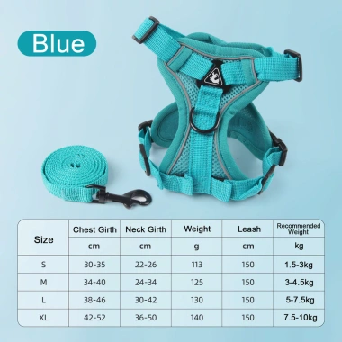 Dây dắt mèo yếm ngực chống tuột, vải lưới thoáng khí, không siết cổ, size S-XL 1.5m 10
