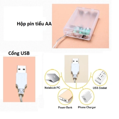 Dây đèn hoa mai dùng điện hoặc pin - Quấn cây, trang trí nhà, quán cafe, tết, giảm giá 60.000 VND