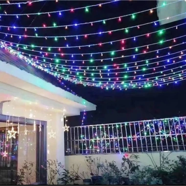 Dây đèn LED 2.025 100m 200 bóng, chống nước, đèn nháy đa màu, trang trí Noel Tết