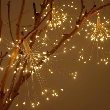 Dây đèn LED 5 chùm phạo hoa 3 tầng 8 hiệu ứng 7 màu vàng 3m - Decor Tết giá ưu đãi 120k