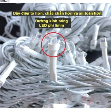 Dây đèn LED 50-100m bóng kim nháy chớp, cuộn quấn, trang trí sân vườn 99.000₫