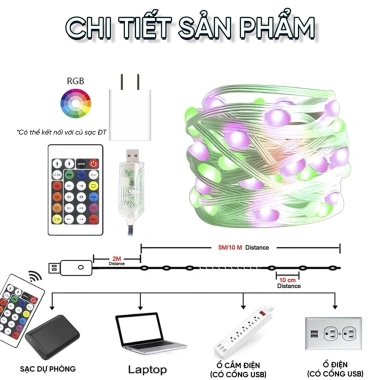Dây đèn LED ARGB 10m Đổi màu, Hiệu ứng nháy, Điều khiển App & Cảm âm, Chống nước, Trang trí Noel & Tết 5 Dây đèn LED ARGB 10m Đổi màu, Hiệu ứng nháy, Điều khiển App & Cảm âm, Chống nước, Trang trí Noel & Tết 5