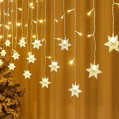 Dây đèn LED bông tuyết 4m 16 sợi Decor quán cafe, phòng nháy Noel, giảm giá 129k