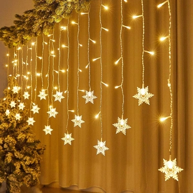 Dây đèn LED bông tuyết 4m 16 sợi Decor quán cafe, phòng nháy Noel, giảm giá 129k