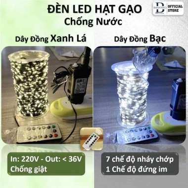 Dây Đèn LED Chống Nước 20-100m Không Nháy - Trang Trí Café Ngoài Trời Giáng Sinh Cây Thông Noel 7