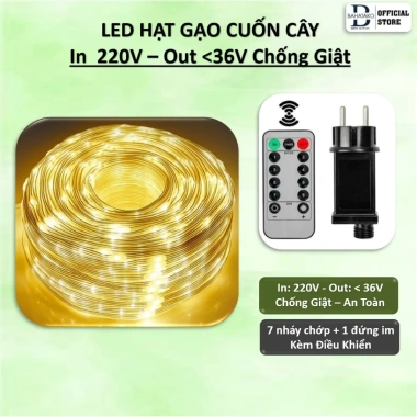 Dây Đèn LED Chống Nước 20-100m Không Nháy - Trang Trí Café Ngoài Trời Giáng Sinh Cây Thông Noel 10