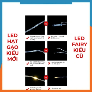 Dây đèn LED chống nước ngoài trời, hạt gạo chớp nháy Giáng sinh Noel Tết, giá 99.000₫ 4