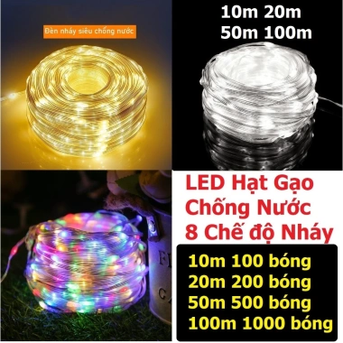 Dây đèn LED chống nước ngoài trời, hạt gạo chớp nháy Giáng sinh Noel Tết, giá 99.000₫ 8