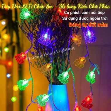 Dây đèn LED chớp 8m 36 bóng hoa mai, cắm nối tiếp, trang trí Tết, giá 70.000₫