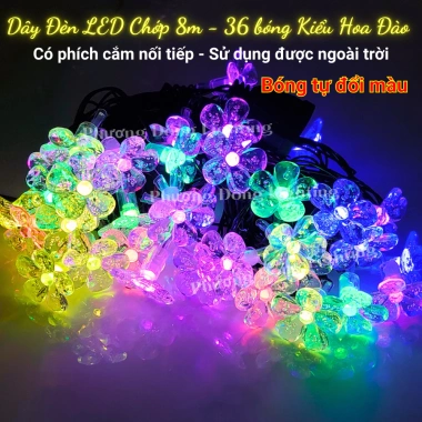 Dây đèn LED chớp 8m 36 bóng hoa mai, cắm nối tiếp, trang trí Tết, giá 70.000₫