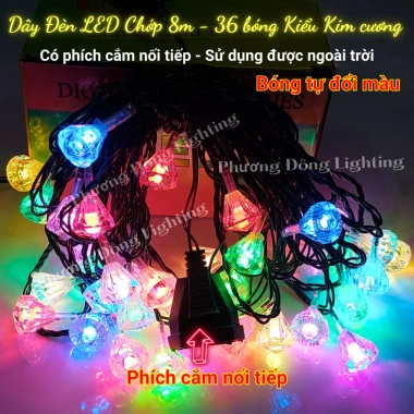 Dây đèn LED chớp 8m 36 bóng hoa mai, cắm nối tiếp, trang trí Tết, giá 70.000₫