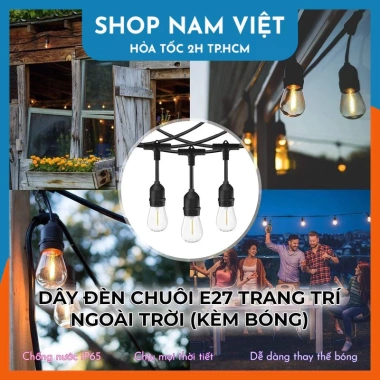 Dây Đèn LED Chuôi E27 Chống Nước, Kèm Bóng Đèn, Trang Trí Ngoài Trời - 299k 5 Dây Đèn LED Chuôi E27 Chống Nước, Kèm Bóng Đèn, Trang Trí Ngoài Trời - 299k 5