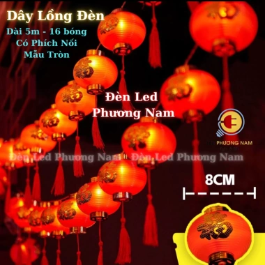 Dây đèn LED Đèn lồng đỏ treo Tết NOEL 5m 16 bóng - Giá ưu đãi 119.000₫