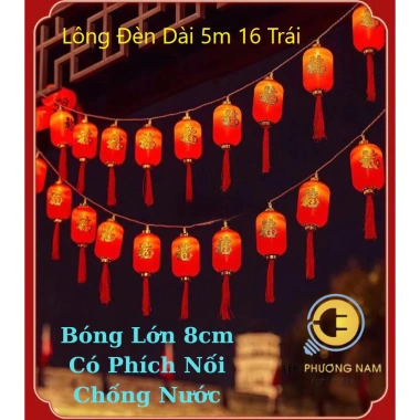 Dây đèn LED Đèn lồng đỏ treo Tết NOEL 5m 16 bóng - Giá ưu đãi 119.000₫