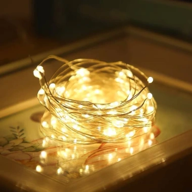 Dây đèn LED đom đóm nhấp nháy vàng nắng 3 chế độ dùng pin decor giá chỉ 5.000₫ 3