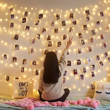 Dây đèn LED đom đóm nhấp nháy vàng nắng 3 chế độ dùng pin decor giá chỉ 5.000₫ 5