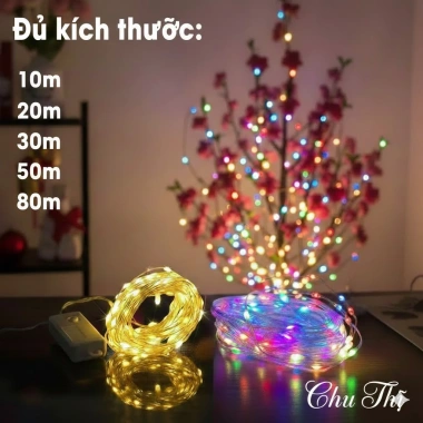Dây Đèn LED Hạt Gạo 10m-100m Đèn Nháy Chống Nước Trang Trí Tết Cây Nhà Cửa