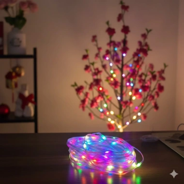 Dây Đèn LED Hạt Gạo 10m-100m Đèn Nháy Chống Nước Trang Trí Tết Cây Nhà Cửa
