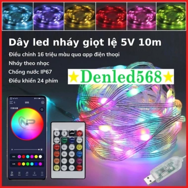Dây đèn Led hạt gạo Ngọc trai xanh 8 chế độ, ngoài trời, chống nước, 99.000₫ 8