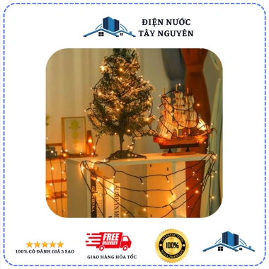 Dây Đèn Led Kim Cương Vàng - Cuộn Đèn Ngoài Trời Trang Trí Noel & Tết, 15.000 VND