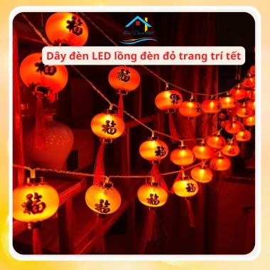 Dây đèn LED lồng đèn đỏ 5m - Siêu sáng, tiết kiệm điện, trang trí Tết, cưới hỏi, sự kiện - Giá chỉ 125.000đ