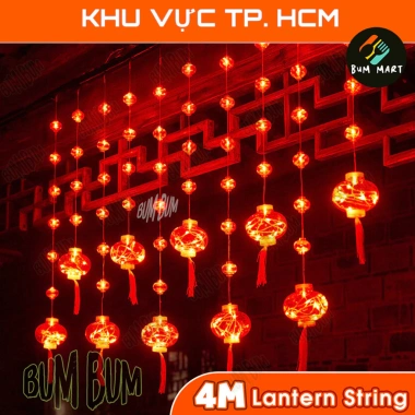 Dây Đèn LED Lồng Đèn Ngang 4-5m Đầu Nối Dài Chống Thấm Ngoài Trời - Tết 2.025 50k