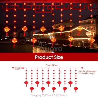 Dây Đèn LED Lồng Đèn Ngang 4-5m Đầu Nối Dài Chống Thấm Ngoài Trời - Tết 2.025 50k