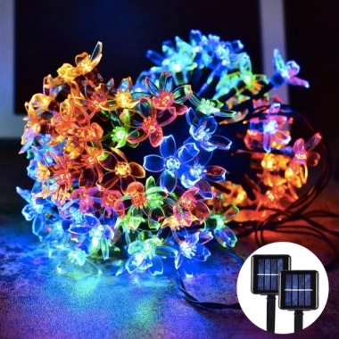 Dây đèn LED năng lượng mặt trời – Chống nước, 8 chế độ nháy, 30‑100 bóng hoa anh đào 2