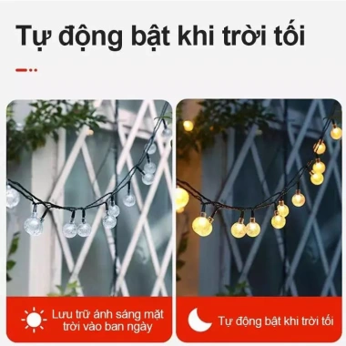 Dây đèn LED năng lượng mặt trời chống nước - Trang trí sân vườn, giá chỉ 69.999 VND