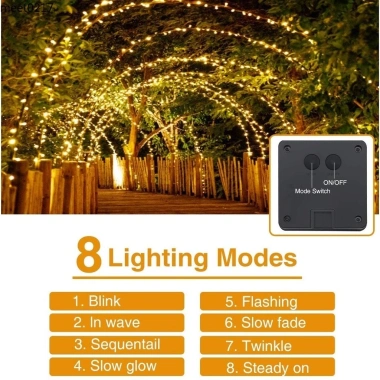 Dây Đèn LED Năng Lượng Mặt Trời Chống Thấm 103-7m Trang Trí Sân Vườn Tiệc Cưới Giá 92.389₫ 6