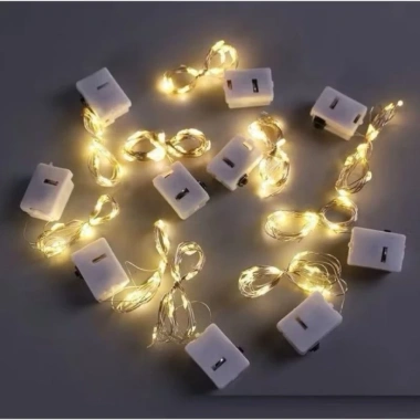 Dây đèn LED nháy 100 bóng vàng 1m, 3 chế độ, có pin - Trang trí Tết, Giáng sinh 4