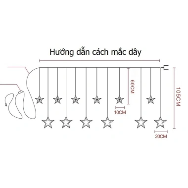 Dây đèn LED nháy cây thông Noel kiểu Rèm - Trang trí nội thất quán cafe, Giáng sinh, Tết, giảm giá 21% chỉ 79.000₫