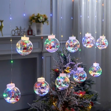 Dây đèn LED nháy rèm banh cầu tuyết Giáng Sinh Noen - Đèn cắm điện, giảm giá
