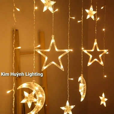 Dây đèn LED nháy rèm trăng sao, trang trí Giáng Sinh, Noen Lễ Tết ngoài trời, giá 108k