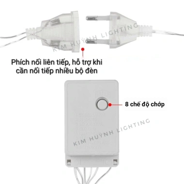 Dây đèn LED nháy rèm trăng sao, trang trí Giáng Sinh, Noen Lễ Tết ngoài trời, giá 108k