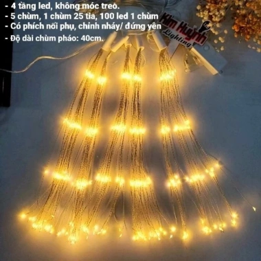 Dây đèn LED pháo hoa 3m bộ 5 dây ánh sáng vàng đa màu, trang trí lễ Tết giảm giá 2 Dây đèn LED pháo hoa 3m bộ 5 dây ánh sáng vàng đa màu, trang trí lễ Tết giảm giá 2