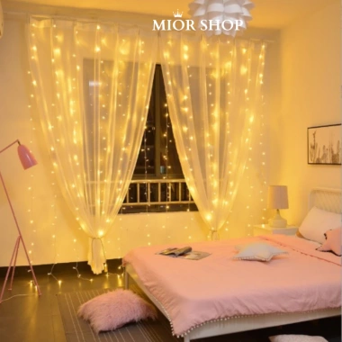 Dây đèn LED rèm 3x3m 6x3m 24 sợi nháy 8 chế độ trang trí Tết Noel giá 119.000 VND