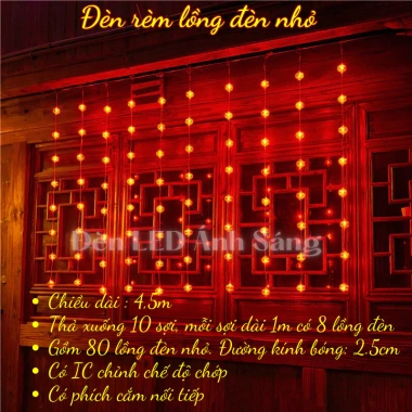 Dây đèn LED Rèm lồng 4,5m 10 sợi - Trang trí Lễ Tết, giá ưu đãi 185.000 VND