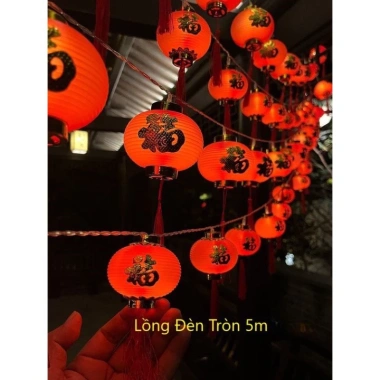 Dây đèn LED rèm lồng đèn đỏ may mắn - Trang trí Tết, chống thấm, cắm điện, đầu nối