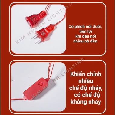Dây đèn LED rèm lồng đỏ may mắn, trang trí Tết, chống thấm ngoài trời, 165k 8