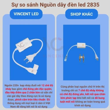 Dây đèn LED SMD2.835 bọc nhựa sắc màu 5‑30m chống nước, tặng nguồn 220V, hắt trần