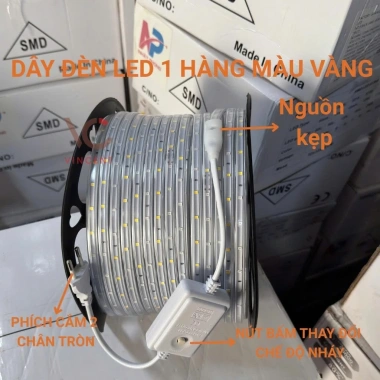 Dây đèn LED SMD2.835 bọc nhựa sắc màu 5‑30m chống nước, tặng nguồn 220V, hắt trần